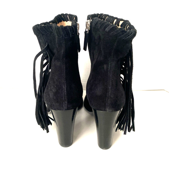 NWOB Polo Ralph Lauren Fringe Ankle Boot Bootie Black Heeled Round Toe 38 8 - Picture 8 of 11